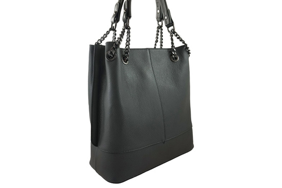 Modna torebka skórzana damska - Szara ciemna