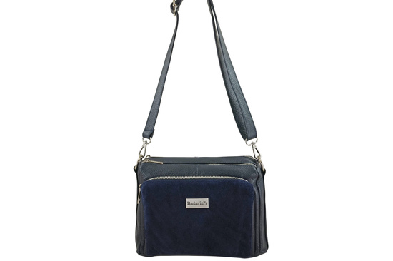 Codzienna torebka ze skóry naturalnej z zamszem - Granatowa 