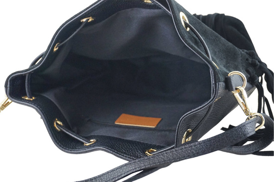 Torebka skórzana boho style - Czarna 