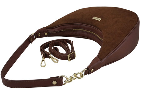 Stylowa torebka z zamszowym wykończeniem - Brązowa