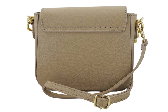 Modna torebka skórzana ze złotym łańcuszkiem - Beżowa 