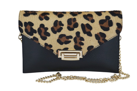 Kopertówka damska z motywem panterki - Czarna 