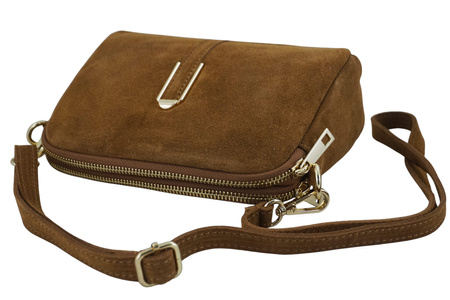 Mała torebka zamszowa wieczorowa - Brązowa jasna 