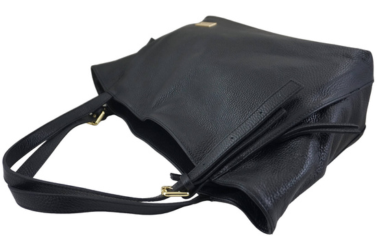 Modna shopperka damska na ramię - Czarna 