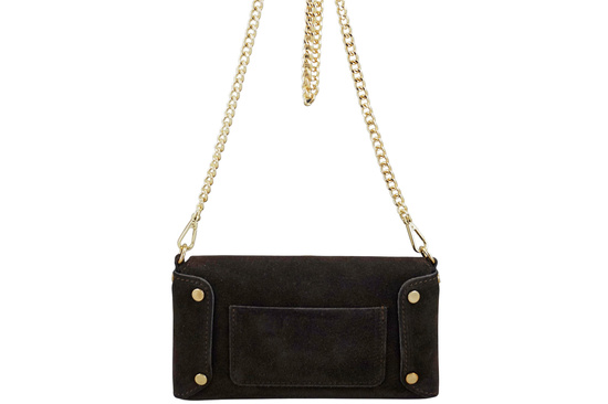 Zamszowa kopertówka na łańcuszku Barberinis - Brązowa ciemna 