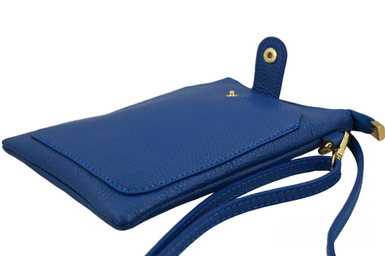 Torebka skórzana / etui na telefon - Chabrowe