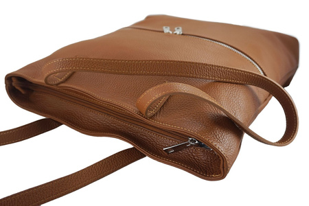 Worki skórzane klasyczne A4 z kieszenią - Brązowy jasny