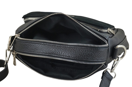 Codzienna torebka ze skóry naturalnej z zamszem - Czarna 