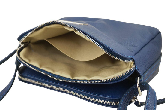 Torebka skórzana damska włoska - Granatowa jasna 