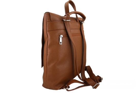 Stylowy plecak damski skórzany - Brązowy jasny 