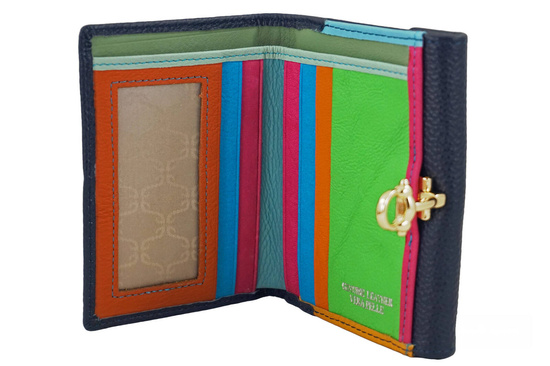 Elegancki portfel ze złotym zapięciem - Granatowy