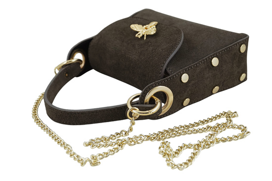 Zamszowa torebka wizytowa -  Brązowa ciemna 