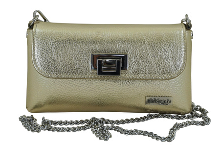 Złota kopertówka z metalicznym połyskiem