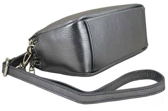 Damska torebka metalizowana - Srebrna ciemna 