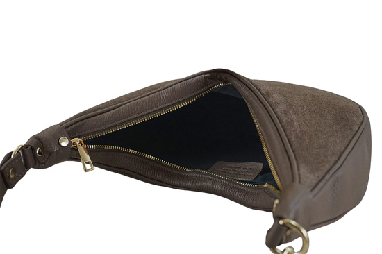 Stylowa torebka z zamszowym wykończeniem - Beżowa ciemna 