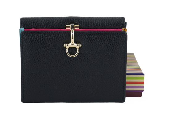 Elegancki portfel ze złotym zapięciem - Czarny