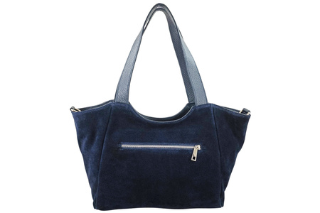 Torebka damska zamszowa typu worek - Granatowa 