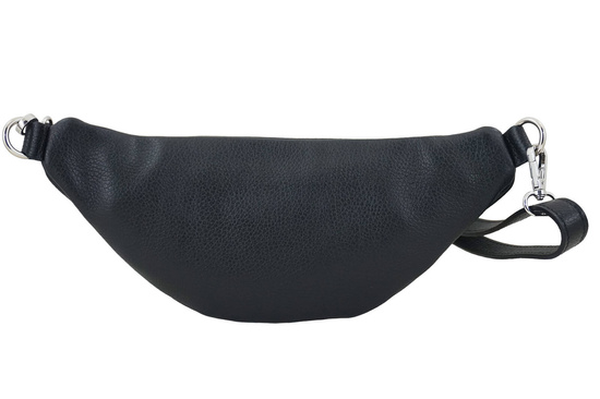 Funkcjonalna skórzana saszetka nerka - Czarna 