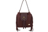 Skórzana torebka boho z frędzlami - Bordowa 