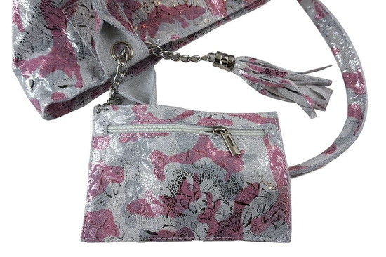 Torebka damska worek multikolor - Różowa pudrowa 