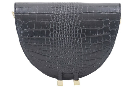 Wizytowa torebka listonoszka - CROCO - Brązowa ciemna