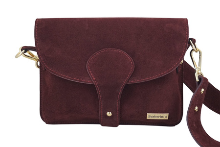 Zamszowa listonoszka na szerokim pasku - Bordowa 