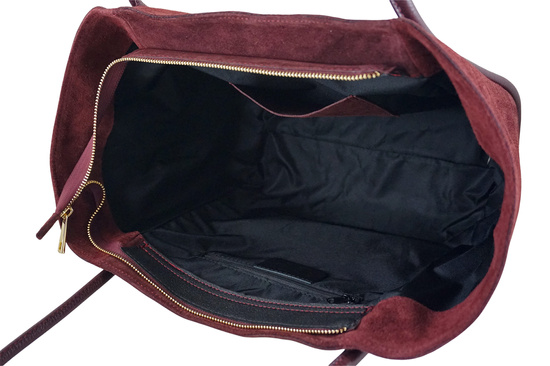 Barberinis - torebka duża zamszowa na ramię - Bordowa 