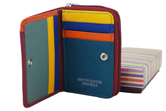 Portfel skórzany damski włoski - Fuksja