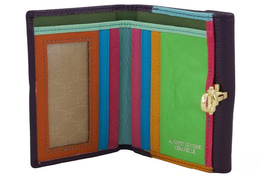 Elegancki portfel ze złotym zapięciem - Fioletowy 