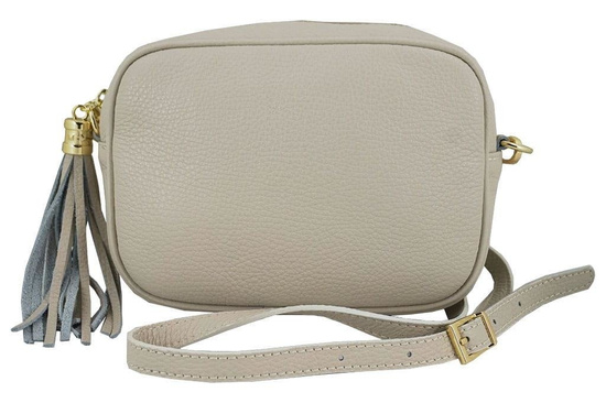 Modna listonoszka skórzana damska - Szara jasna