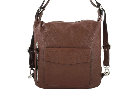 Torebka - plecak skórzany - Barberini's - Brązowa jasna 