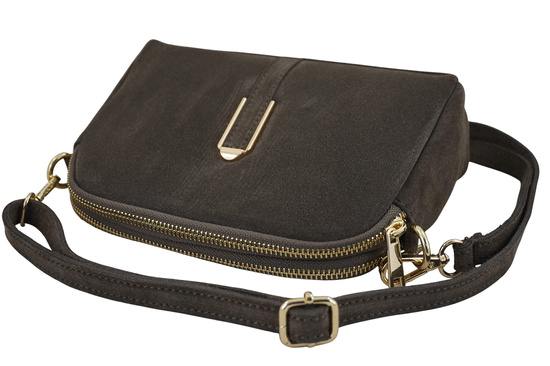 Mała torebka zamszowa wieczorowa - Beżowa ciemna