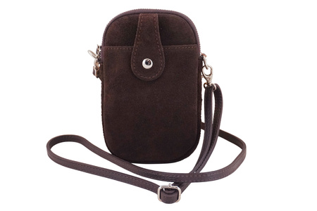 Etui na telefon ze skóry zamszowej - Brązowe ciemne 