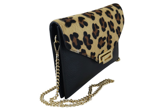 Kopertówka damska z motywem panterki - Czarna