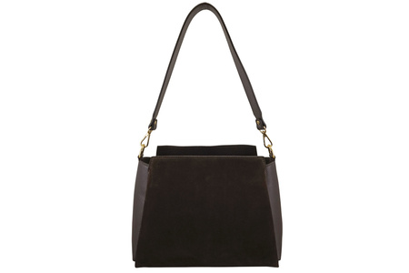 Torebka miejska z naturalnego zamszu i skóry - Brązowa ciemna 