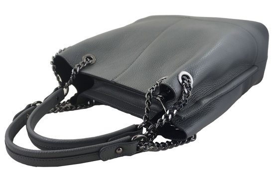 Modna torebka skórzana damska - Szara ciemna