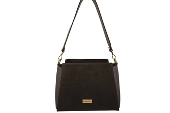 Torebka miejska z naturalnego zamszu i skóry - Brązowa ciemna