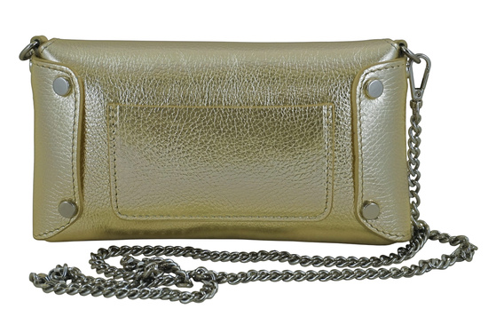 Złota kopertówka z metalicznym połyskiem 