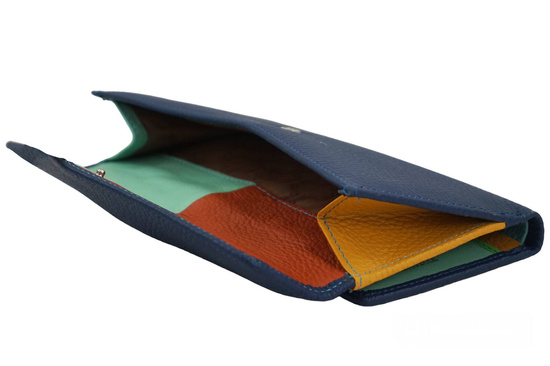 Duży portfel ze złotym zapięciem - Granatowy jasny