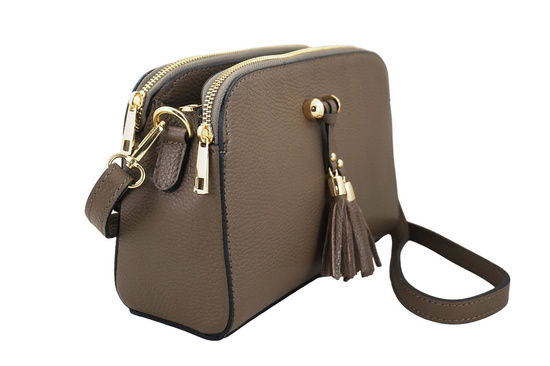 Listonoszka skórzana z kieszeniami - Beżowa ciemna 