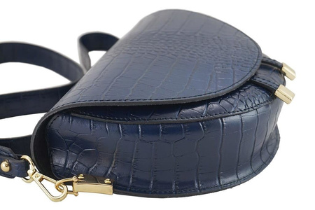 Wizytowa torebka listonoszka - CROCO - Brązowa ciemna