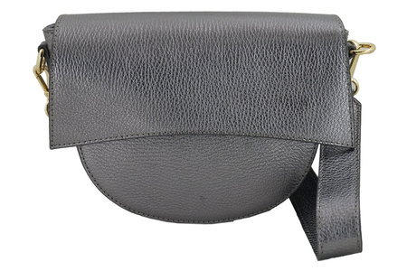 Torebka listonoszka skórzana metalizowana - Złota ciemna