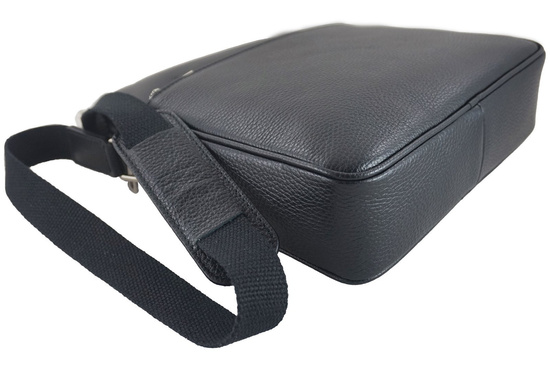 Torba męska skórzana z regulowanym paskiem - Czarna 