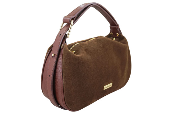 Elegancka torebka zamszowa na ramię - Brązowa 