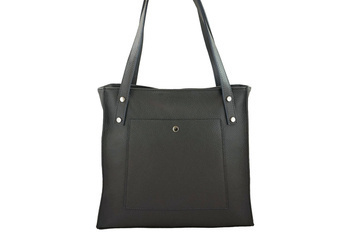 Torebka skórzana na ramię damska - Szara ciemna