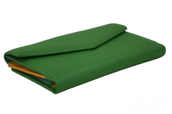 Duży portfel ze złotym zapięciem - Zielony 