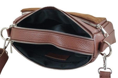 Codzienna torebka ze skóry naturalnej z zamszem - Brązowa