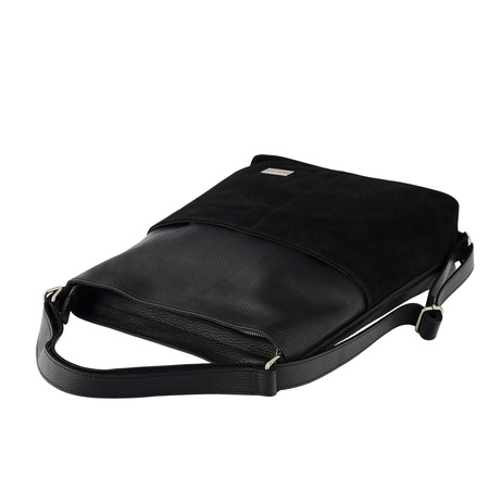 Torebka plecak z zamszem - Czarna 