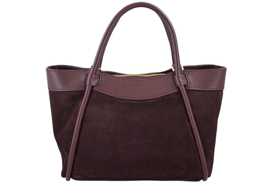 Elegancka torebka ze skóry zamszowej - Bordowa 