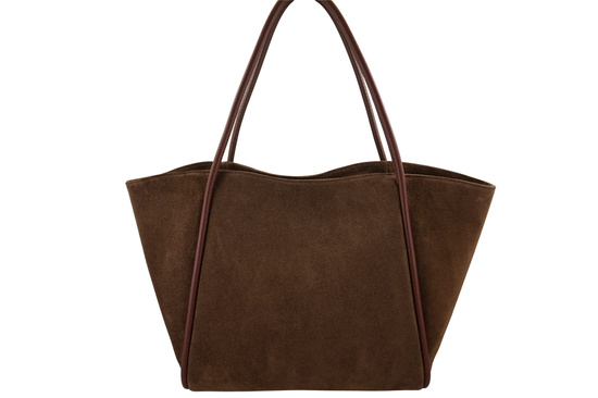 Barberinis - torebka duża zamszowa na ramię - Brązowa 